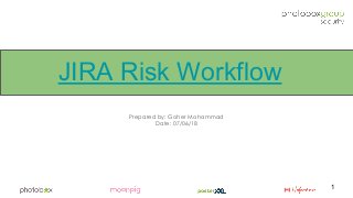 JIRA Risk Workflow
Prepared by: Goher Mohammad
Date: 07/06/18
1
 