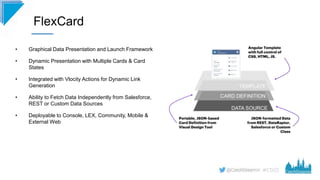 #CD22
FlexCard
• Graphical Data Presentation and Launch Framework
• Dynamic Presentation with Multiple Cards & Card
States...