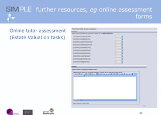 Online tutor assessment ( Estate Valuation tasks) further resources , eg  online assessment forms 