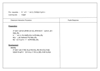 Pre - requisites : hr¯w, hr¯-¯nsâ ]c-¸-f-hv, Nm]w, tI{μ-tIm¬ 
Learning aids : Iw]yq-«À 
Classroom Interaction Procedure Pupils Response 
Preparation 
A²ym-]nI Ip«n-I-fpsS ap¶-dnhv ]cn-tim-[n-¡p-¶-Xn-mbn hr¯-cq-]-§-sf-¡p-dn¨v 
tNmZn-¡p-¶p. 
hr¯-¯nsâ ]c-¸-fhv ImWp-¶-sX-§-s-sb¶v- tNmZn-¡p-¶p. 
Nm]-s¯-¡p-dn¨v And-bmtam F¶p tNmZn-¡p-¶p. 
Nm]-¯nsâ tI{μ-tIm¬ F´m-sW¶v tNmZn-¡p-¶p. 
Development 
Activity 
A²ym-]nI Ip«n-Isf hnhn[ {Kq¸p-I-fmbn Xncn-¡p-¶p. Hmtcm {Kq¸n-tmSpw 
hyXykvX Bc-apÅ hr¯-§Ä hc-bv¡m³ Bh-iy-s¸-Sp-¶p. AXnÂ Hcp Nm]w 
 
