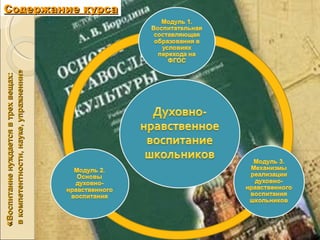 «Воспитание нуждается в трех вещах:
в компетентности, науке, упражнении»
                                       Содержание курса
 