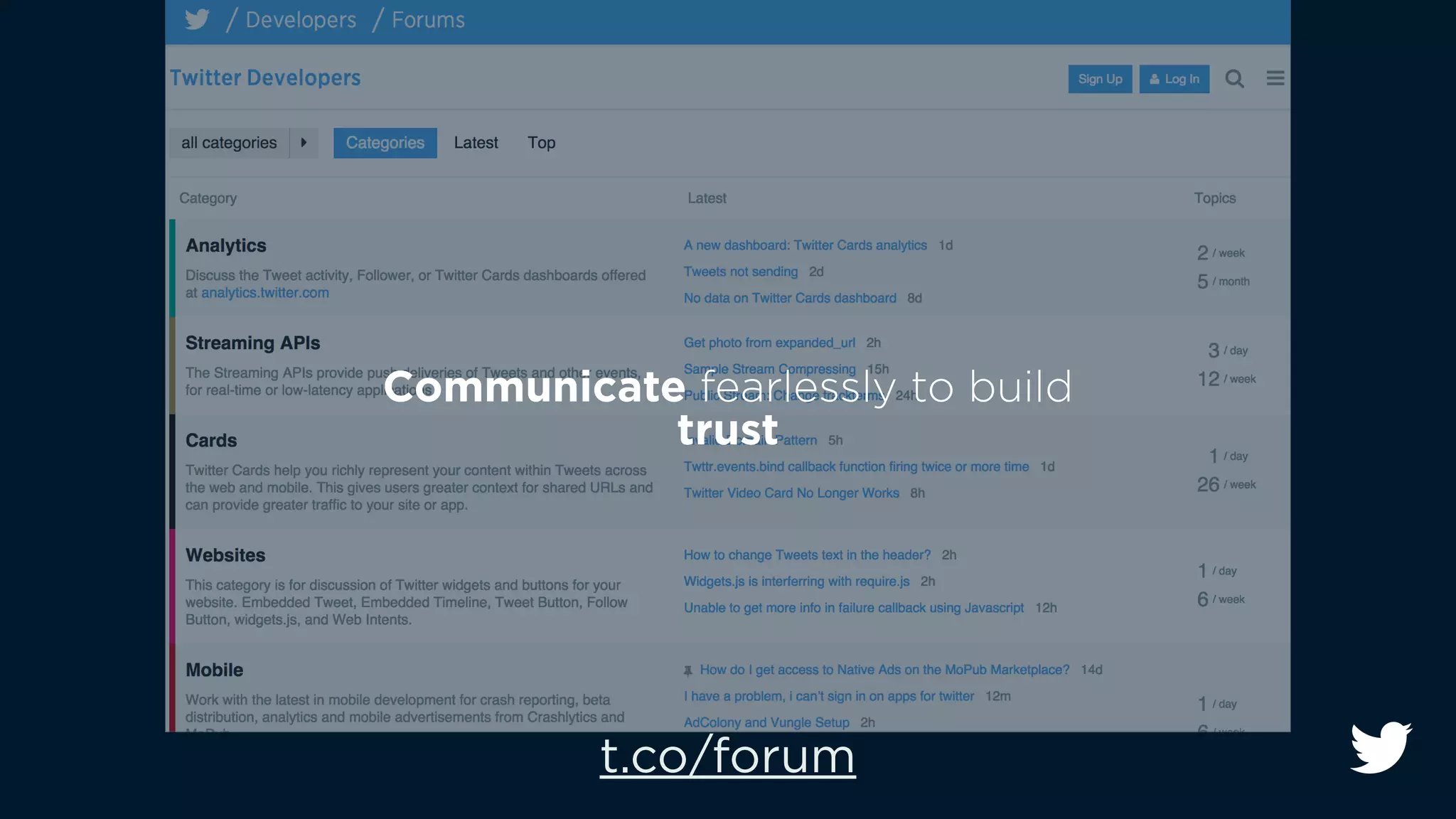 Communicate fearlessly to build 
trust 
t.co/forum 
 
