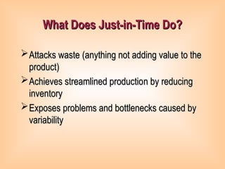 Just in Time and Lean operation management | PPT