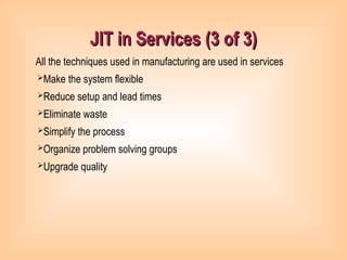 Just in Time and Lean operation management | PPT