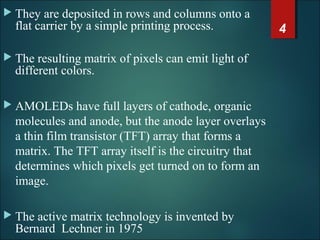 presentation on AMOLED(active matrix organic LED) by jitendra suthar | PPT