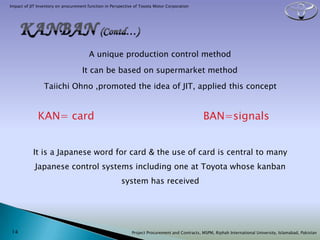 JIT, Kanban, Kaizen, Muda in TPS (Toyota Production System) | PPTX