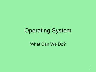Operating System What Can We Do? 