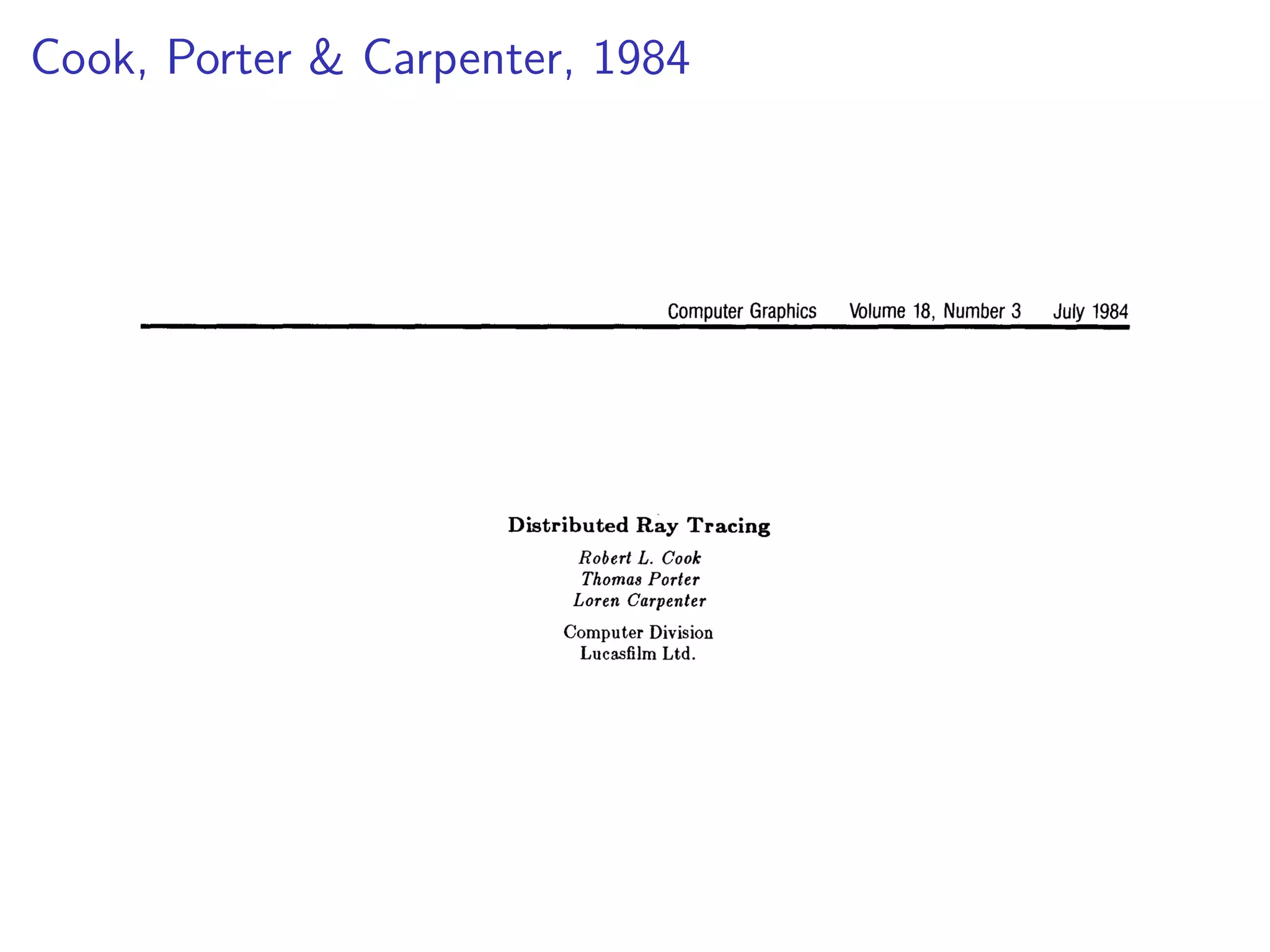 Cook, Porter & Carpenter, 1984
 