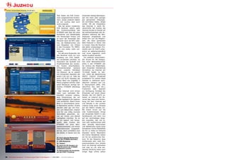 26


                                                                                        Test haben die PVR Funkti-       Anwender lästige Werbepau-
                                                                                        onen ausgezeichnet funktio-      sen mit mehr oder weniger
                                                                                        niert, etwas anderes hätten      gut gemachten Videospie-
                                                                                        wir von Jiuzhou aber auch        len vertrieben haben, längst
                                                                                        nicht erwartet.                  vorbei. Mit der Integration
                                                                                          Wie bei einem modernen         des Internet in seine Re-
                                                                                        PVR Receiver üblich, geht        ceiverreihe hat Jiuzhou die
                                                                                        der Funktionsumfang des          nächste Runde im Kampf um
                                                                                        DTS6695 weit über die reine      die Aufmerksamkeit des An-
                                                                                        Aufnahme und Wiedergabe          wenders während der Wer-
                                                                                        von Sendungen hinaus und         bepausen eingeläutet und
27                                                                                      so kann der Anwender den         bietet ihm nun die Möglich-
                                                                                        Receiver auch als MP3 Juke-      keit, die oben genannten
                                                                                        box, als Bildbetrachter und      Web-Features in dieser Zeit
                                                                                        zum Abspielen von Videos         zu nutzen. Dass der Receiver
                                                                                        in den Formaten TS, MPEG,        alle dafür notwendigen Pro-
                                                                                        DivX und vielen mehr ver-        tokolle wie z.B. DHCP unter-
                                                                                        wenden.                          stützt ist selbstverständlich
                                                                                          Für alle jene Anwender, die    und muss eigentlich nicht
                                                                                        den Receiver nicht nur zum       weiter erwähnt werden.
                                                                                        Empfang von DTH Satelli-            Ein weiterer entscheiden-
                                                                                        ten verwenden möchten, ist       der Grund für die Integra-
                                                                                        besonders die Qualität und       tion einer Netzwerkschnitt-
                                                                                        Empfindlichkeit des verbau-      stelle in den DTS6695 war
                                                                                        ten Tuners entscheidend.         für Jiuzhou die Möglichkeit,
28                                                                                      Erfreulicherweise    bestand     dem Anwender interaktives
                                                                                        dieser unseren Härtetest         Fernsehen via Internet am
                                                                                        mit Bravour, da er sowohl        TV-Gerät bieten zu kön-
                                                                                        mit schwachen Signalen (ab       nen. Unter der Bezeichnung
                                                                                        einem C/N von ca. 5db) als       HbbTV (Hybrid broadcast
                                                                                        auch mit SCPC Signalen (ab       broadband TV) stehen diese
                                                                                        einem Wert von ungefähr 2        Dienste in mehreren euro-
                                                                                        Ms/s) umgehen konnte. Über       päischen Ländern wie z.B.
                                                                                        einen Blindscan verfügt der      in Deutschland (ARD, ZDF,
                                                                                        Jiuzhou DTS6695 allerdings       Sat1/Pro7, Vox, QVC etc.),
                                                                                        nicht.                           Frankreich oder Spanien
                                                                                          Das Internet wird immer        zur Verfügung. Schaltet der
                                                                                        mehr zum zentralen Be-           Anwender auf einen dieser
                                                                                        standteil unseres Lebens,        Sender, der mit HbbTV ar-
29                                                                                      eine Entwicklung die wir         beitet, so erkennt der Re-
                                                                                        selbst tagtäglich am eigenen     ceiver das, baut eine Verbin-
                                                                                        Leib verspüren. Rasch einen      dung mit dem Internet auf
                                                                                        Blick in verschiedene sozia-     und blendet in der rechten
                                                                                        le Netzwerke werfen, Emails      unteren Ecke einen Hinweis
                                                                                        abrufen oder gar mit Freu-       auf die HbbTV Inhalte ein.
                                                                                        den und Bekannten chatten        Mit einem Druck auf die
                                                                                        sind für uns völlig normale      rote Funktionstaste bringt
                                                                                        Aktivitäten geworden, de-        der Anwender HbbTV in den
                                                                                        nen wir immer und überall        Vordergrund und kann nun
                                                                                        nachgehen möchten. So ist        auf ein reichhaltiges Ange-
                                                                                        es nur logisch und konse-        bot zugreifen, das von ei-
                                                                                        quent, dass Jiuzhou den          nem sehr ausführlichen EPG
                                                                                        DTS6695 mit einer Netz-          über aktuelle Nachrichten
30
                                                                                        werkschnittstelle und einem      und Wetterinfos sowie einer
                                                                                        Internetbrowser ausgestat-       komplexen Online Mediathek
                                                                                        tet hat, denn schließlich sind   bis hin zu Video on Demand
                                                                                        die Zeiten, in denen sich die    Diensten reicht. Besonders
                                                                                                                         die Online Mediathek halten
                                                                                        26. Auch aktuelle Wetterinfos    wir für ein praktisches Fea-
                                                                                        kann der DTS6695 darstellen      ture. An die Tatsache, dass
                                                                                        27. ARD Mediathek                mittlerweile sehr viele Pro-
                                                                                        28. Teletext                     grammanbieter ihre Inhalte
                                                                                        29. Auch mit HD-Sendern via      auch via Internet verbreiten
                                                                                        DVB-S2 kommt der DTS6695         und man so z.B. eine ver-
                                                                                        problemlos zurecht
                                                                                                                         säumte Sendung meist noch
                                                                                        30. Beschränken der Kanalliste
                                                                                        auf den DVB-T Empfang            einige Tage online sehen


 26 TELE-satellite International — The World‘s Largest Digital TV Trade Magazine — 12-01/2012 — www.TELE-satellite.com
 