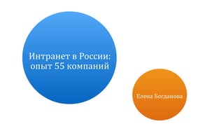 Интранет	в	России:
опыт	55	компаний 
Елена	Богданова	
 