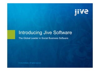 Introducing Jive Software
The Global Leader in Social Business Software




© Jive Software. All rights reserved.
 