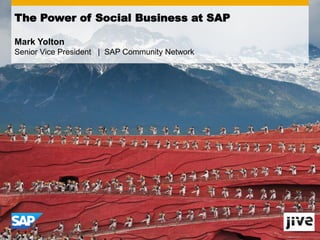 The Power of Social Business at SAP

Mark Yolton
Senior Vice President | SAP Community Network
 