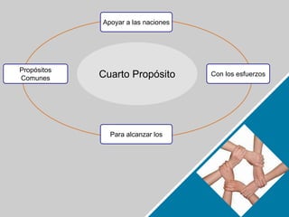 Apoyar a las naciones 
Cuarto Propósito 
Con los esfuerzos 
Para alcanzar los 
Propósitos 
Comunes 
 