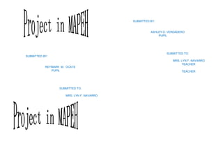 SUBMITTED BY:
REYMARK M. OCATE
PUPIL
SUBMITTED TO:
MRS. LYN F. NAVARRO
SUBMITTED BY:
ASHLEY D. VERDADERO
PUPIL
SUBMITTED TO:
MRS. LYN F. NAVARRO
TEACHER
TEACHER
 