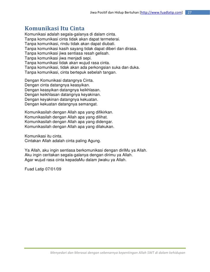 Jiwa Positif Dan Hidup Bertuhan Vol 1