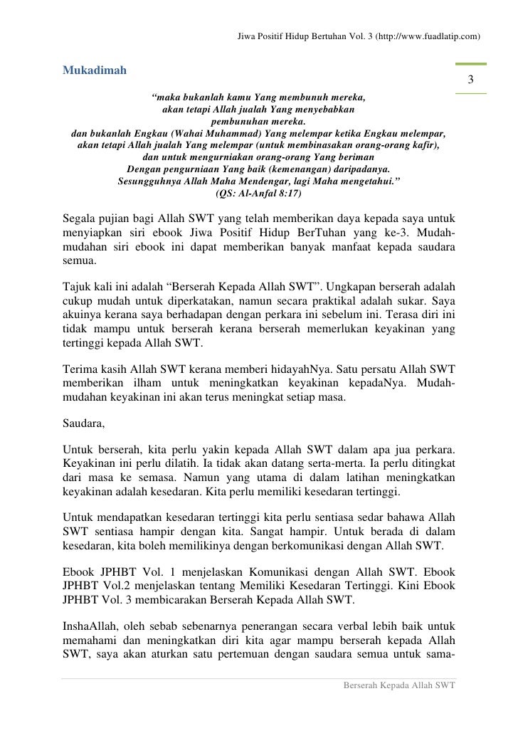 Jiwa Positif Dan Hidup Bertuhan Vol 3