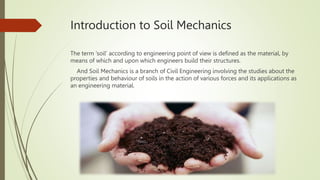 Introduction to Soil Mechanics
The term ‘soil’ according to engineering point of view is defined as the material, by
means...