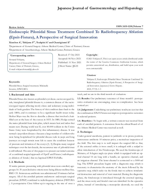 Endoscopic Pilonidal Sinus Treatment Combined To Radiofrequency
