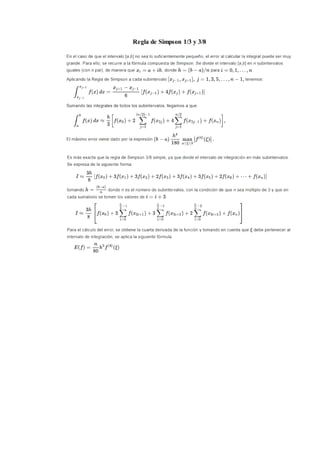 Regla de Simpson 1/3 y 3/8
 