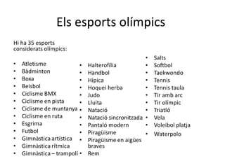 Els esports olímpics
 