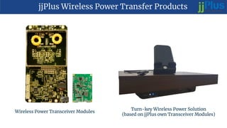 jjPlus Wireless Power Transfer Products
Wireless Power Transceiver Modules
Turn-key Wireless Power Solution
(based on jjPlus own Transceiver Modules)
 