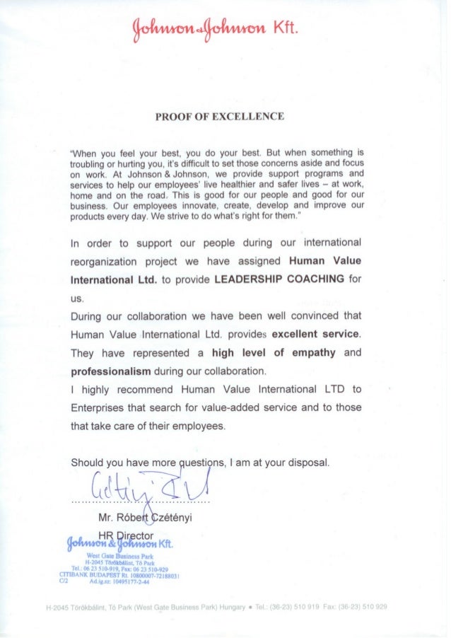 Executive Coaching reference letter