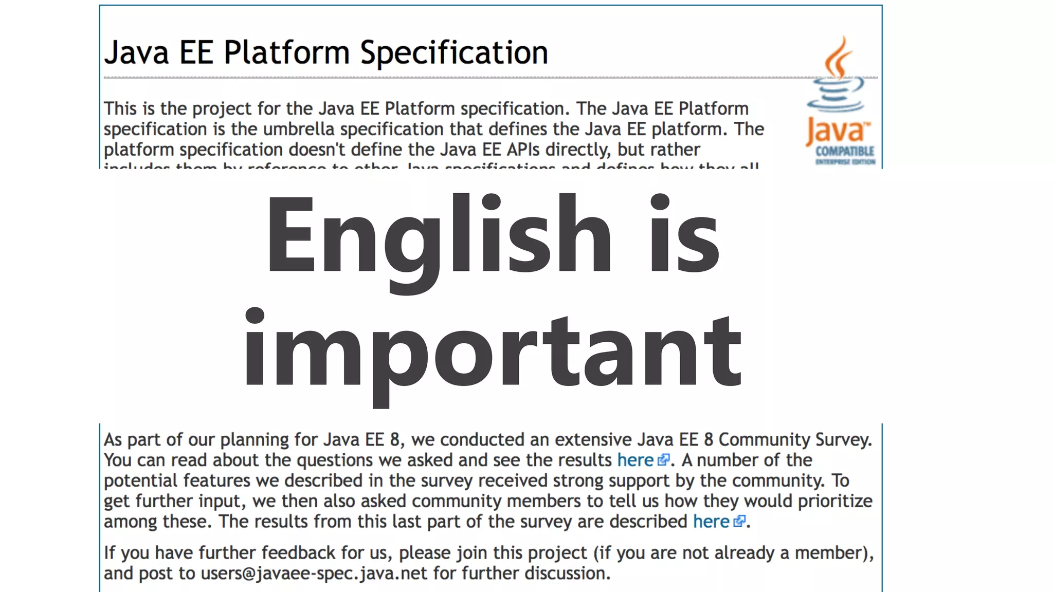 English is
important
 