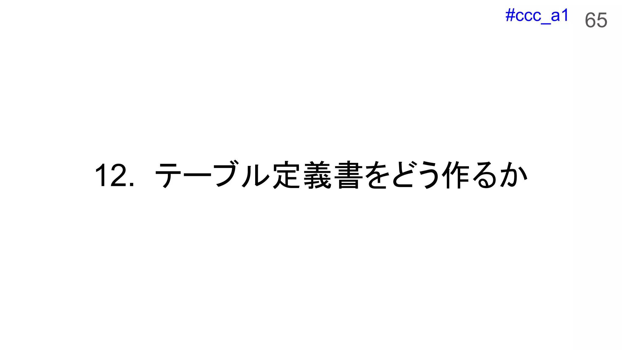 #ccc_a1
12. テーブル定義書をどう作るか
65
 