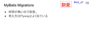 #ccc_a1
MyBatis Migrations
 rgoΤǸۡ
 FlywayȤ褯ƤƤ
28

 