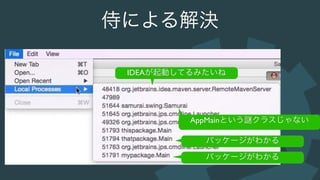 侍による解決
IDEAが起動してるみたいね
パッケージがわかる
パッケージがわかる
AppMainという クラスじゃない
 