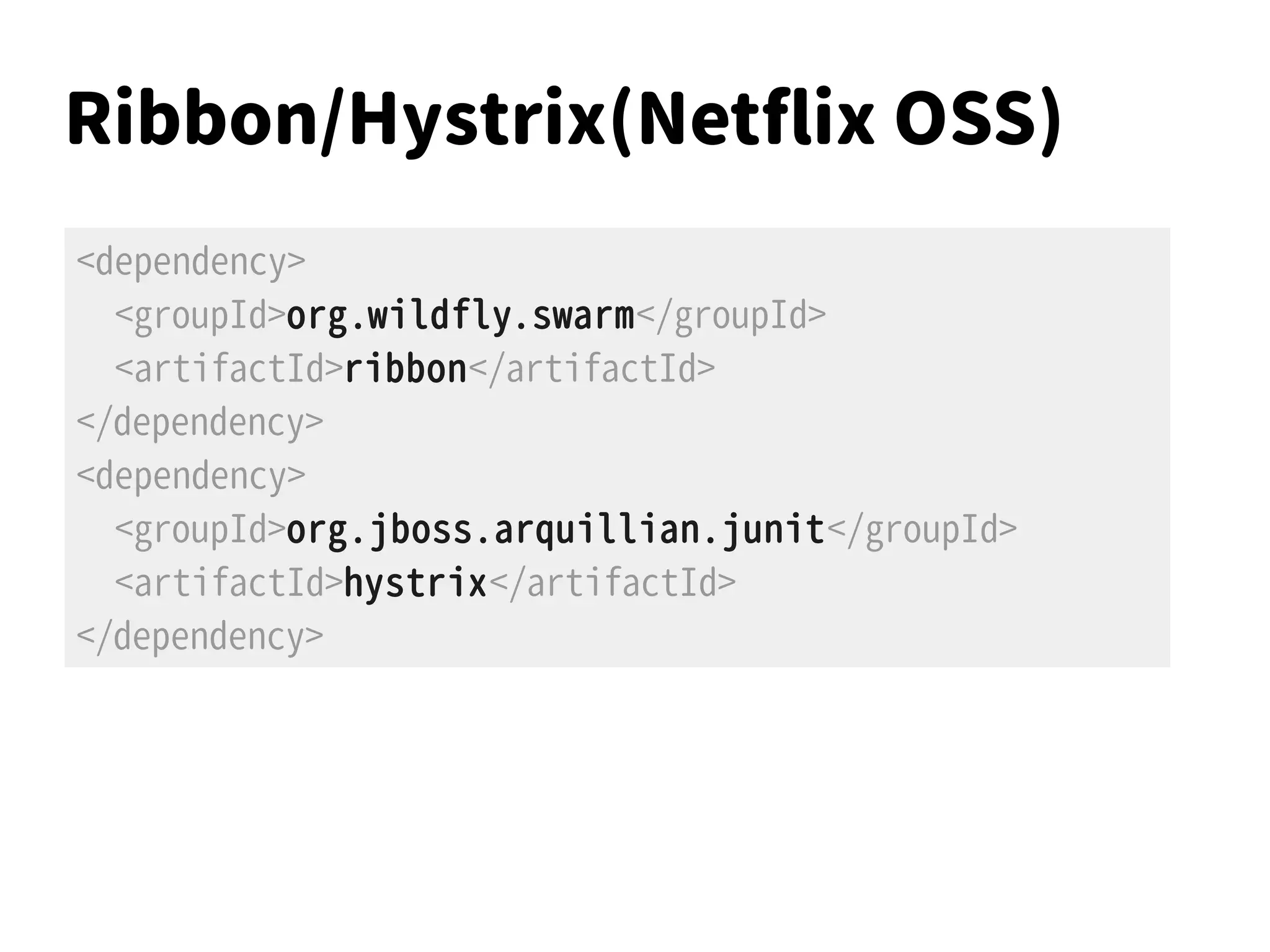 Ribbon/Hystrix(Netflix OSS)
●
github.com/Netflix
Ribbon
Service A
Service A'
クライアントサイド ロードバランシング
Hystrix
Service A
サーキットブレーカ
Service Afallback
 