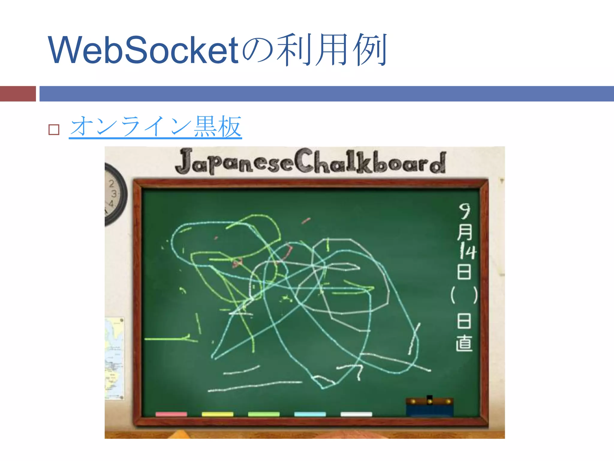 WebSocketの利用例
   オンライン黒板
 
