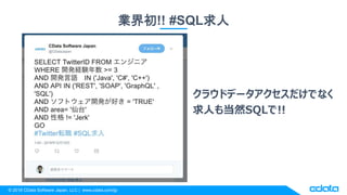 ? 2018 CData Software Japan, LLC | www.cdata.com/jp
I!! #SQL
饦ɥǩ`Ǥʤ
ˤ⵱ȻSQL!!
 