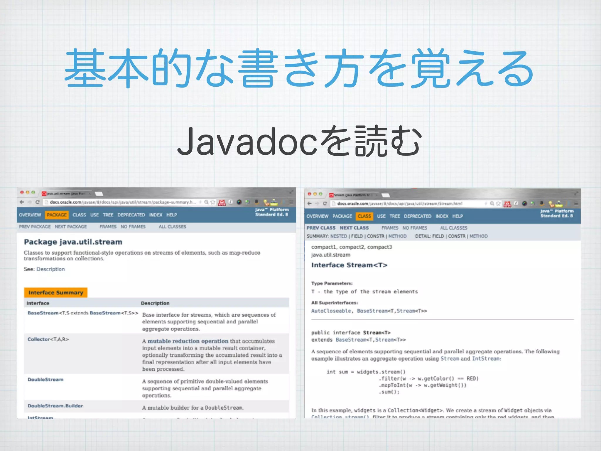 基本的な書き方を覚える
Javadocを読む
 