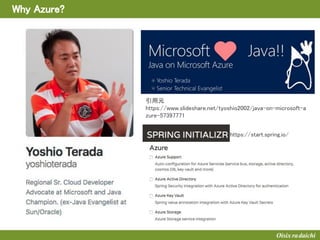 Why Azure?
引用元
https://www.slideshare.net/tyoshio2002/java-on-microsoft-a
zure-57397771
https://start.spring.io/
 