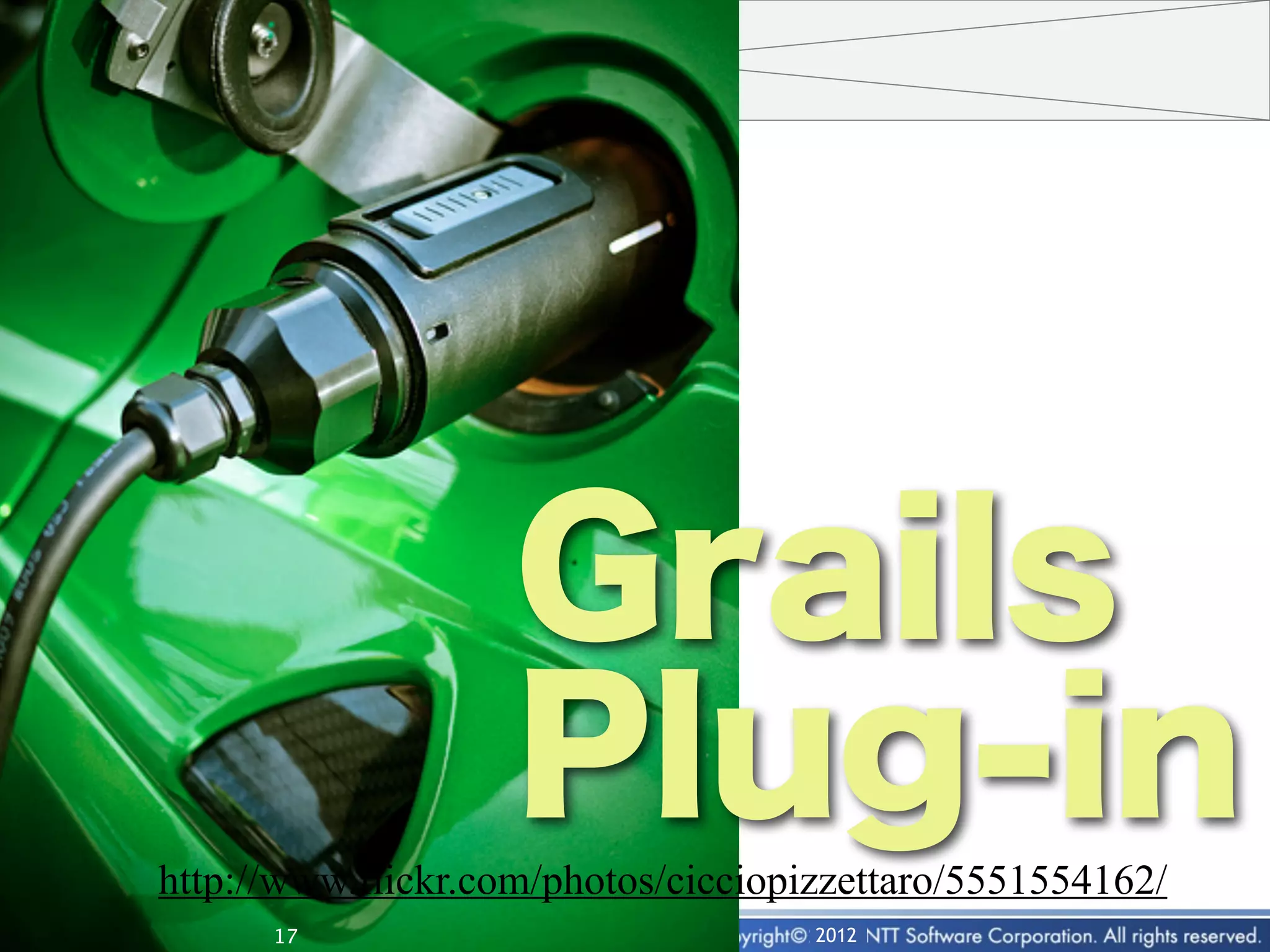 Grails
                    Plug-in
http://www.flickr.com/photos/cicciopizzettaro/5551554162/
      17                             2012
 