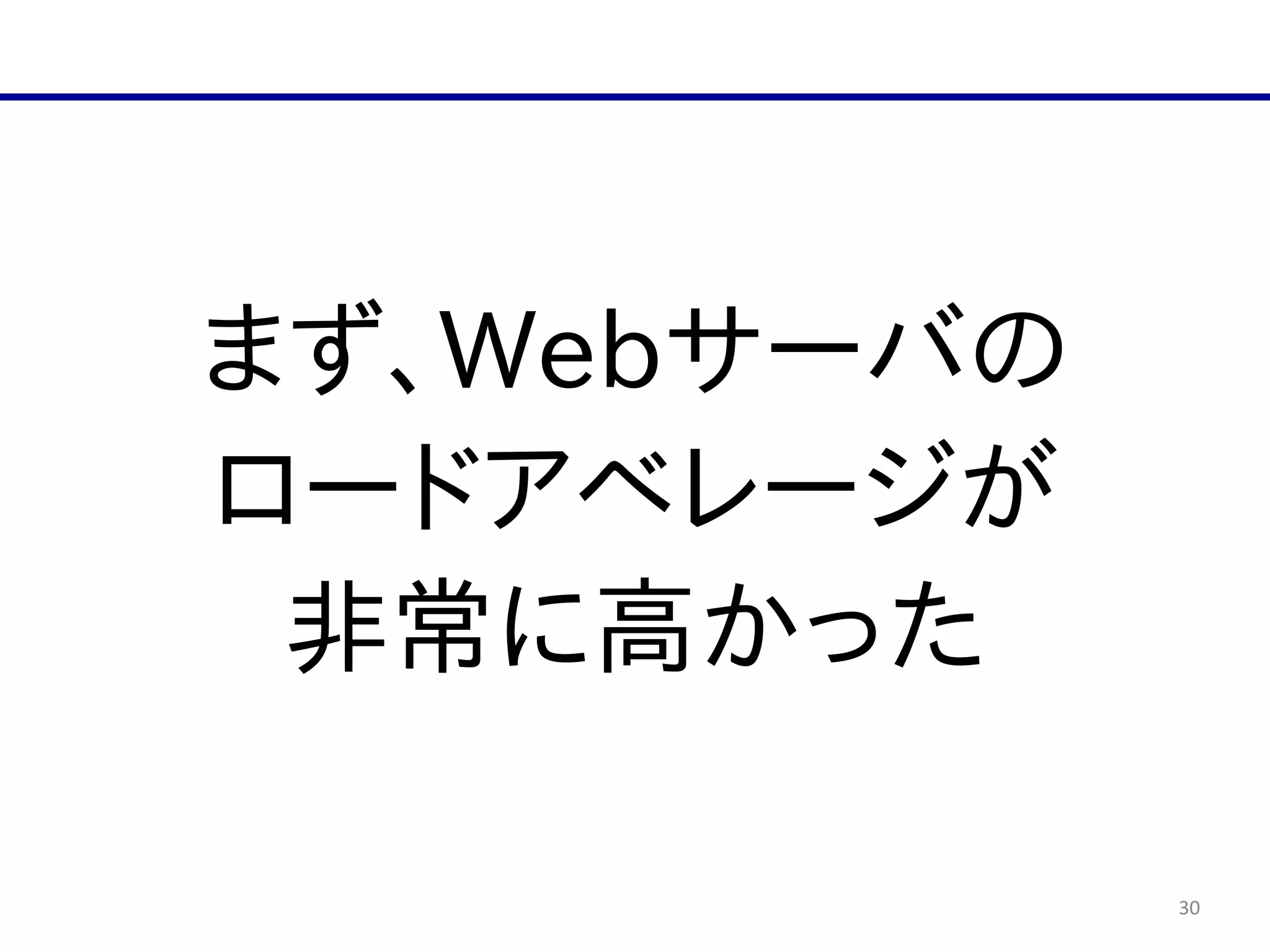30
まず、Webサーバの  
ロードアベレージが  
非常に高かった
 