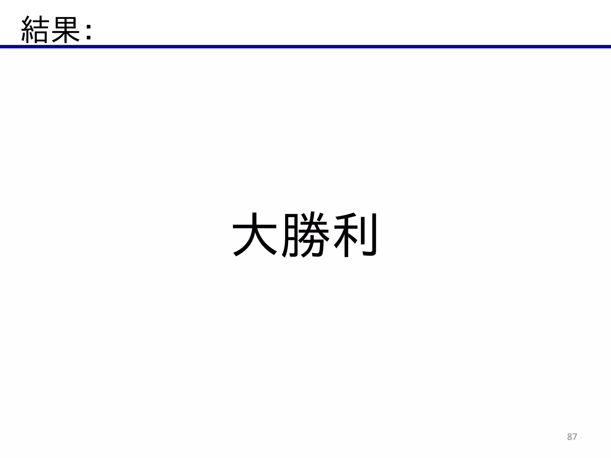 結果：
87
大勝利
 