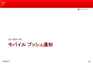 モバイル プッシュ通知
ユースケース
2015/4/11 38
 