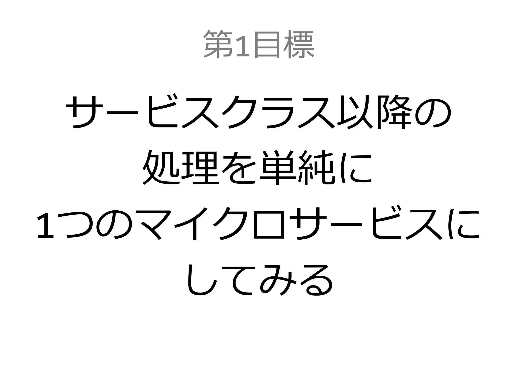 第1目標
サービスクラス以降の
処理を単純に
1つのマイクロサービスに
してみる
 