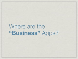Where are the
“Business” Apps?
 
