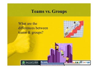 Teams vs. Groups
What are the
differences between
teams & groups?
 
