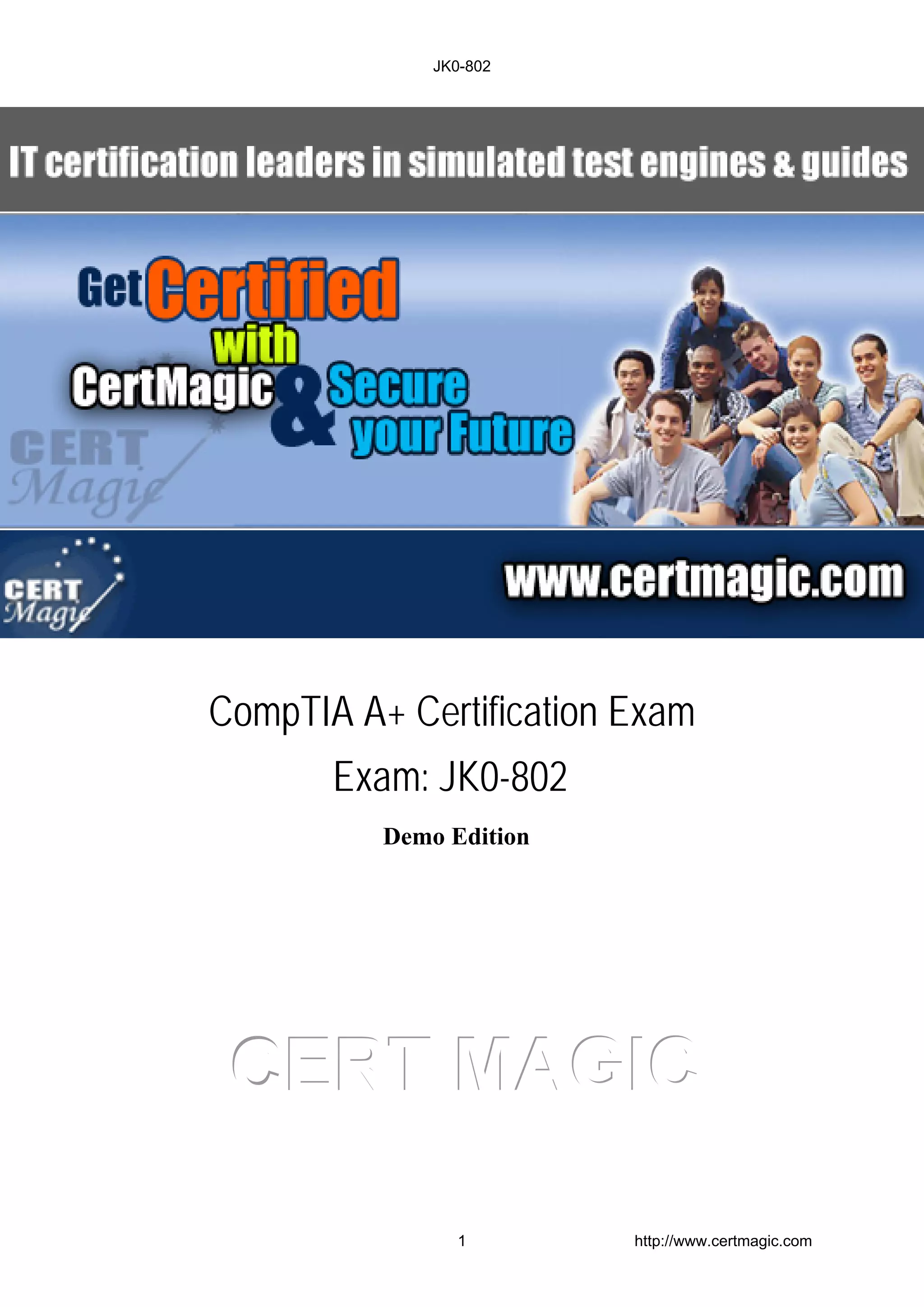 Exam JK0-802 CompTIA A+ Certification Exam | PDF