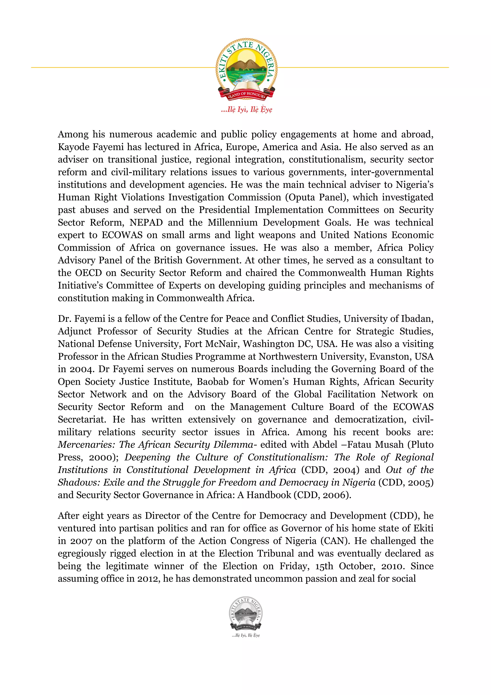Citation of dr kayode fayemi pdf