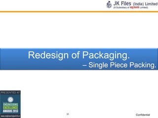 Redesign of Packaging.
– Single Piece Packing.

31

Confidential

 