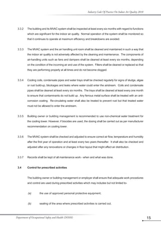 Dosh Function Indoor Air Quality Code of Practice | PDF