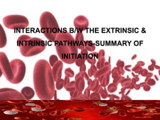 INTERACTIONS B/W THE EXTRINSIC &
INTRINSIC PATHWAYS-SUMMARY OF
INITIATION
 