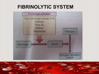 Streptokinase is an exogenous activator derived from beta-haemolytic streptococci
FIBRINOLYTIC SYSTEM
 