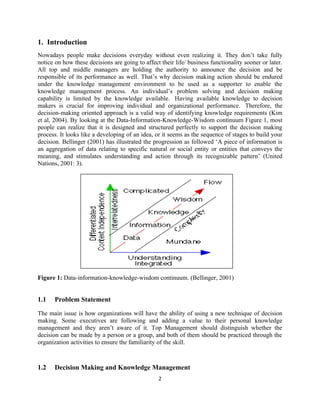 Decision Making Framework Supported by Knowledge Management Activities ...