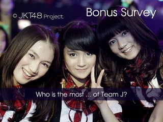 Bonus Survey




Who is the most ... of Team J?
 